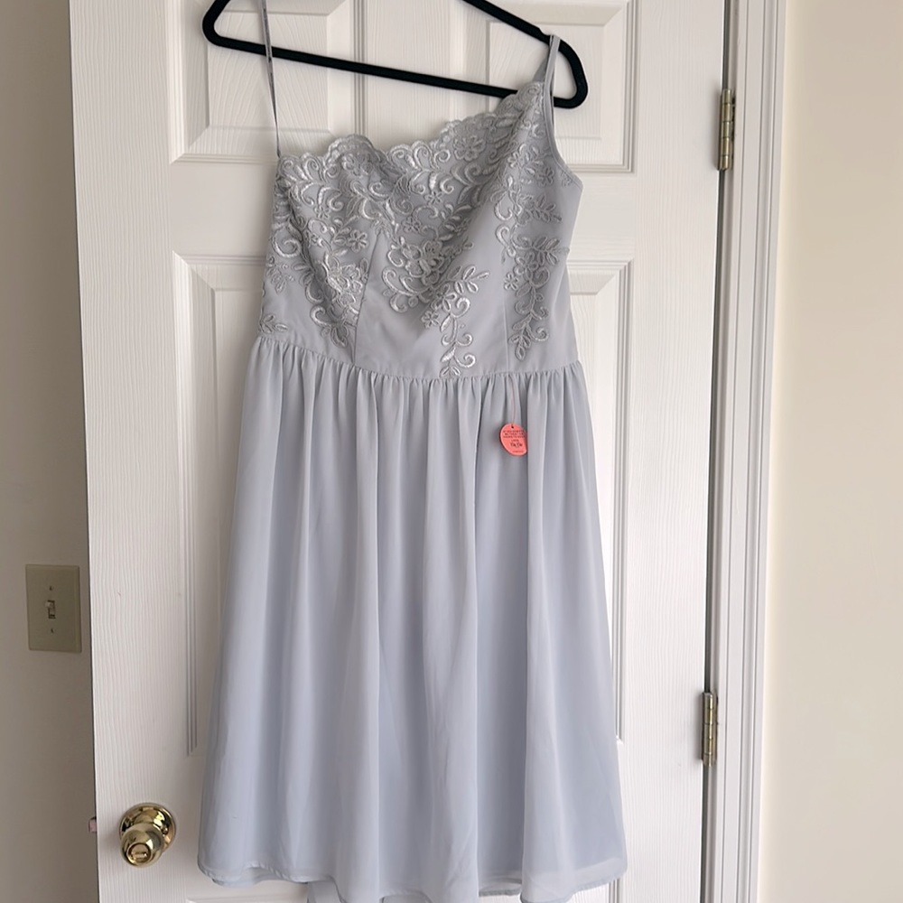 New One Shoulder Blue Formal Knee Length Dress size UK 16/US 12